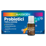 Massigen Probiotici Tripla Azione | Fermenti Lattici Vitamina D | 10 Flaconcini