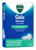 Vicks Gola 5 mg + 1 mg | Pastiglie per Mal di Gola | 24 Pastiglie