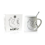 Himalaya Mug Cat Modello 4 | Tazza in Ceramica con Coperchio e Cucchiaino | 350 ml
