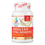 Omega 3.6.9 Total Benefits | Integratore EPA DHA Olio Pesce Enotera Lino Optima Colours of Life | 60 Softgel