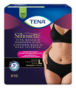 Tena Silhouette Noir Plus L Vita Bassa – Mutandine Assorbenti Nere Per Perdite Urinarie Moderate 10 Pezzi