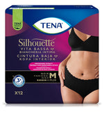 Tena Silhouette Noir Plus M Vita Bassa – Mutandine Assorbenti Nere Per Perdite Urinarie Moderate 12 Pezzi