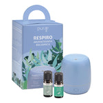 Purae Kit Aromaterapia Balsamica Con Diffusore Mini Ginepro + 2 Oli Essenziali Biologici Di Eucalipto E Menta