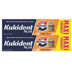 Kukident Plus Morso Insuperabile | Crema Adesiva Dentiera Tenuta Imbattibile Neutro | Pacco Doppio Maxi 2x57g