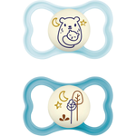 MAM Air Night 16+ Mesi | Succhietto Silicone Luminoso Maschio | 2 Pezzi