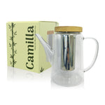 Himalaya Teiera Camilla | Vetro Borosilicato Pyrex Acciaio Inox e Legno | 1000 ml