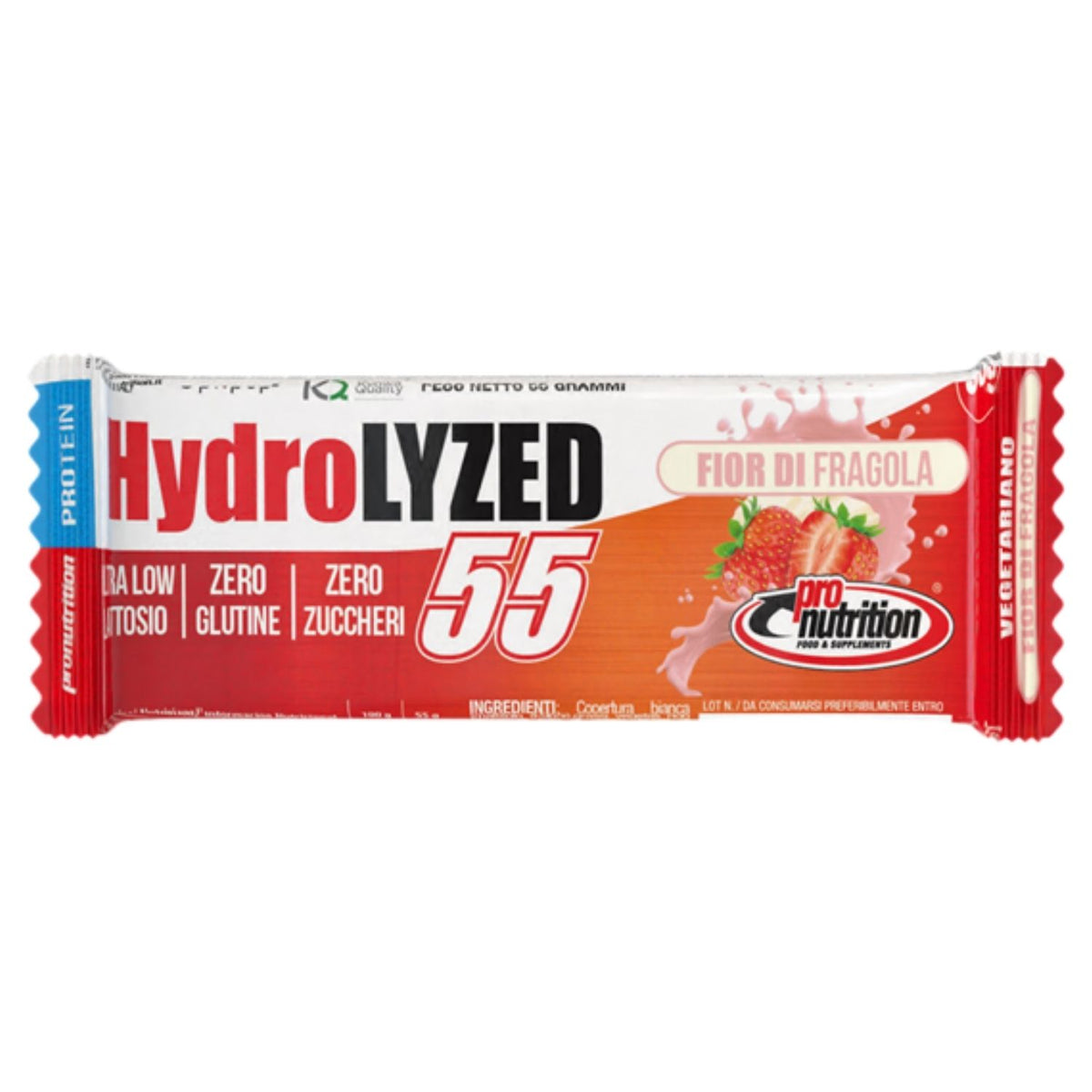 ProNutrition Hydrolized Bar 50% Fior di Fragola | Barretta Proteica Idrolizzata Zero Zuccheri | 55 g  