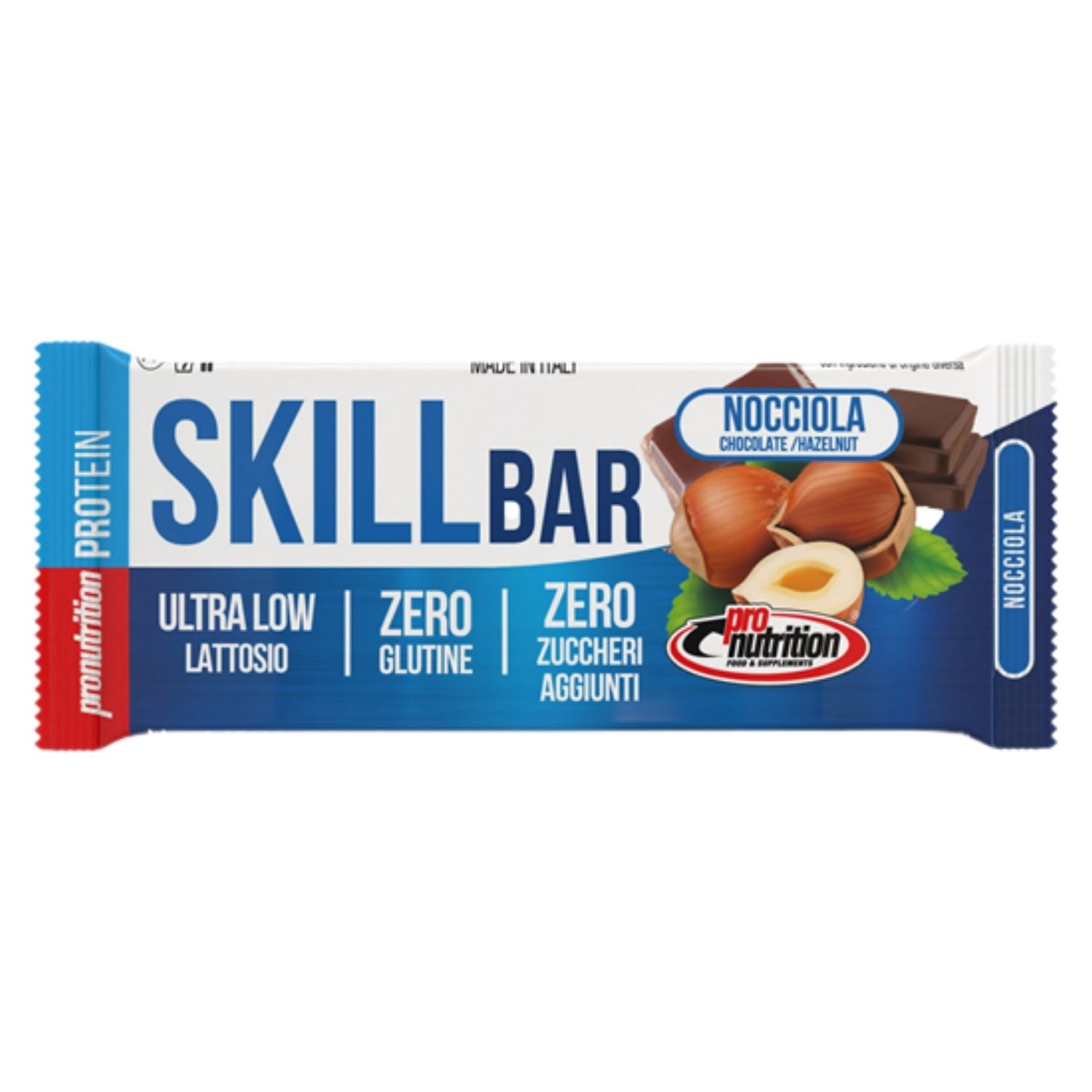 ProNutrition Skill Bar 33% Nocciola | Barretta Proteica Alto Valore Biologico Zero Zuccheri | 50 g