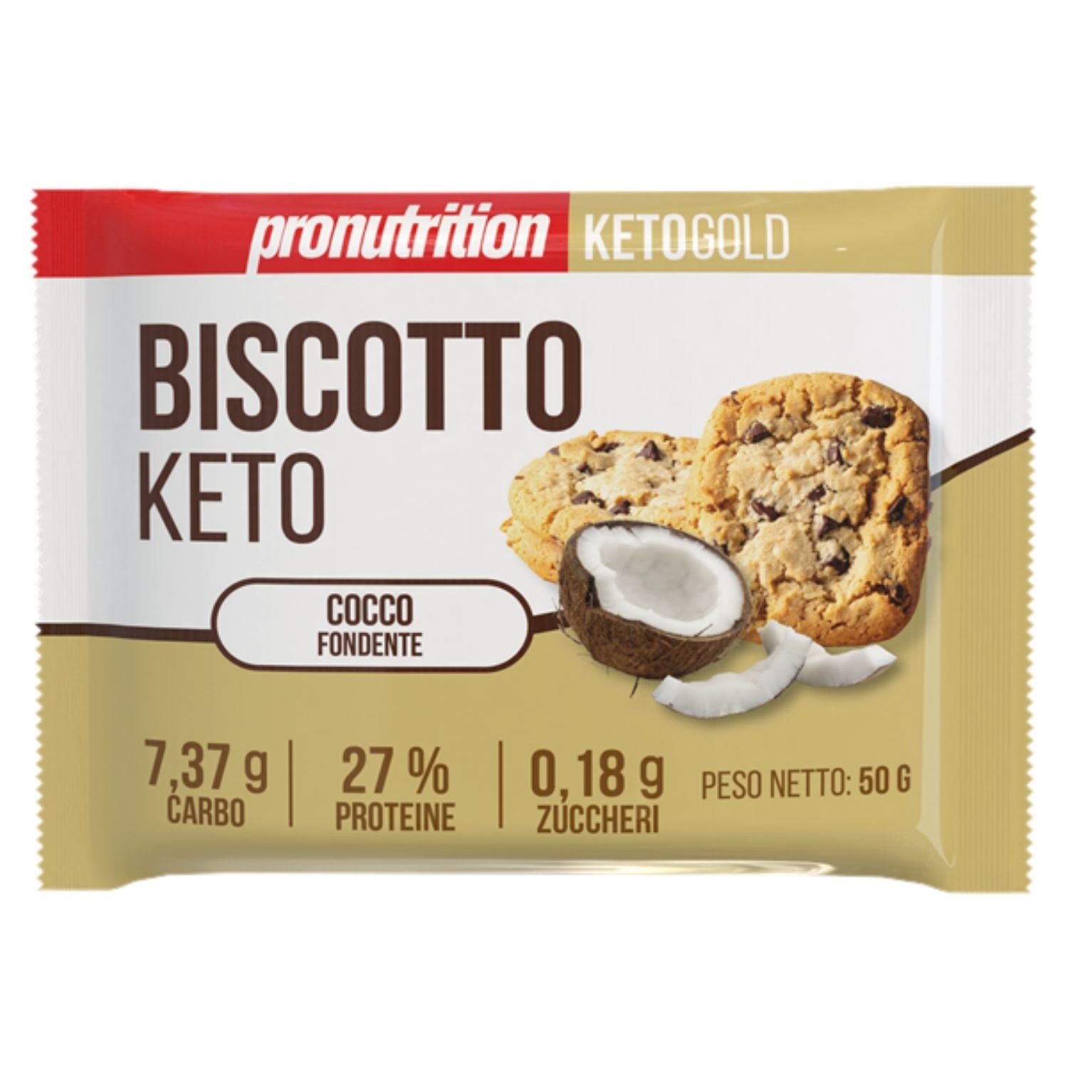 ProNutrition Biscotto Keto NoCarbo Cocco Fondente | Biscotti Proteici Chetogenici | 50 g

