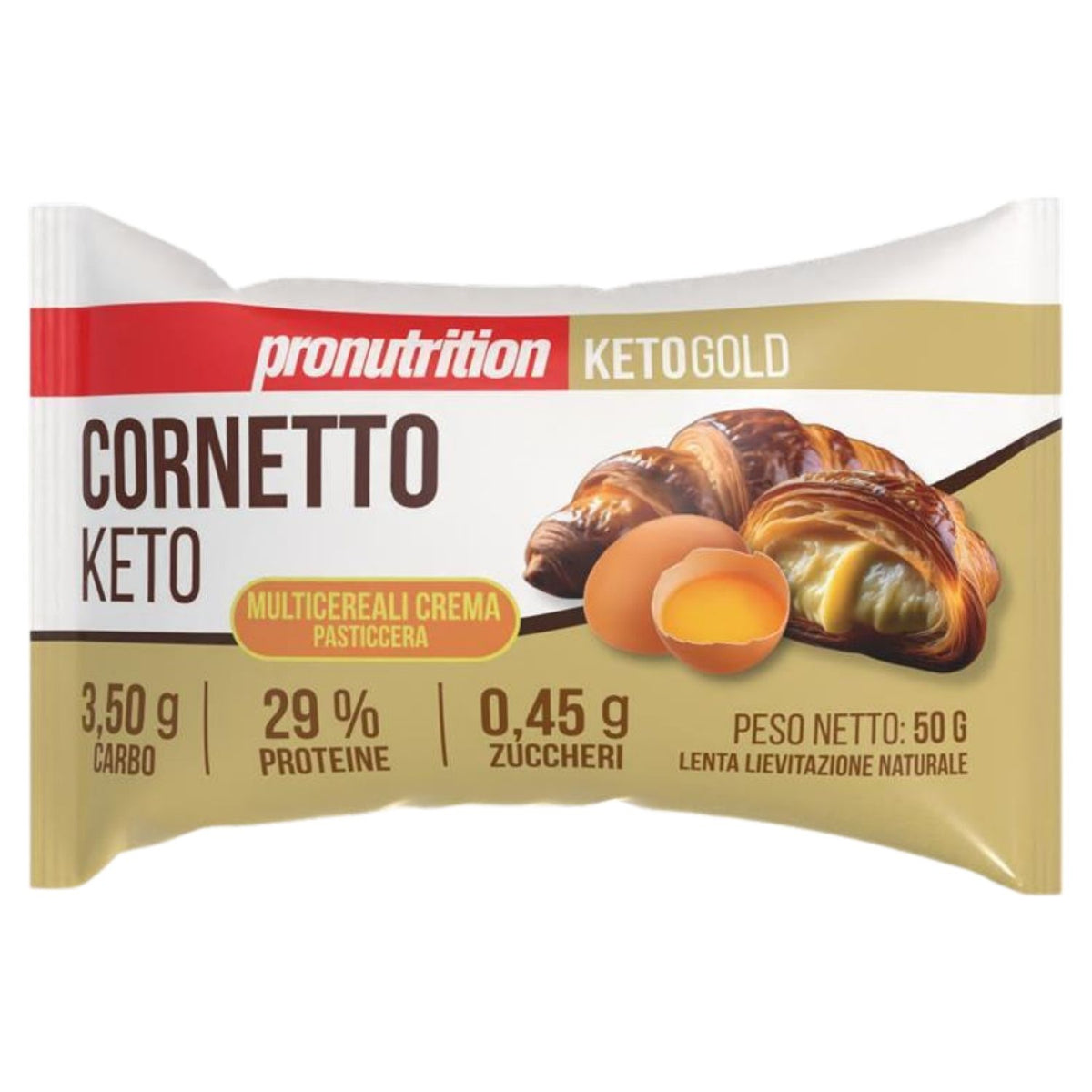 ProNutrition Cornetto Keto Multicereali Crema Pasticcera | Cornetto Proteico Chetogenico | 50 g  