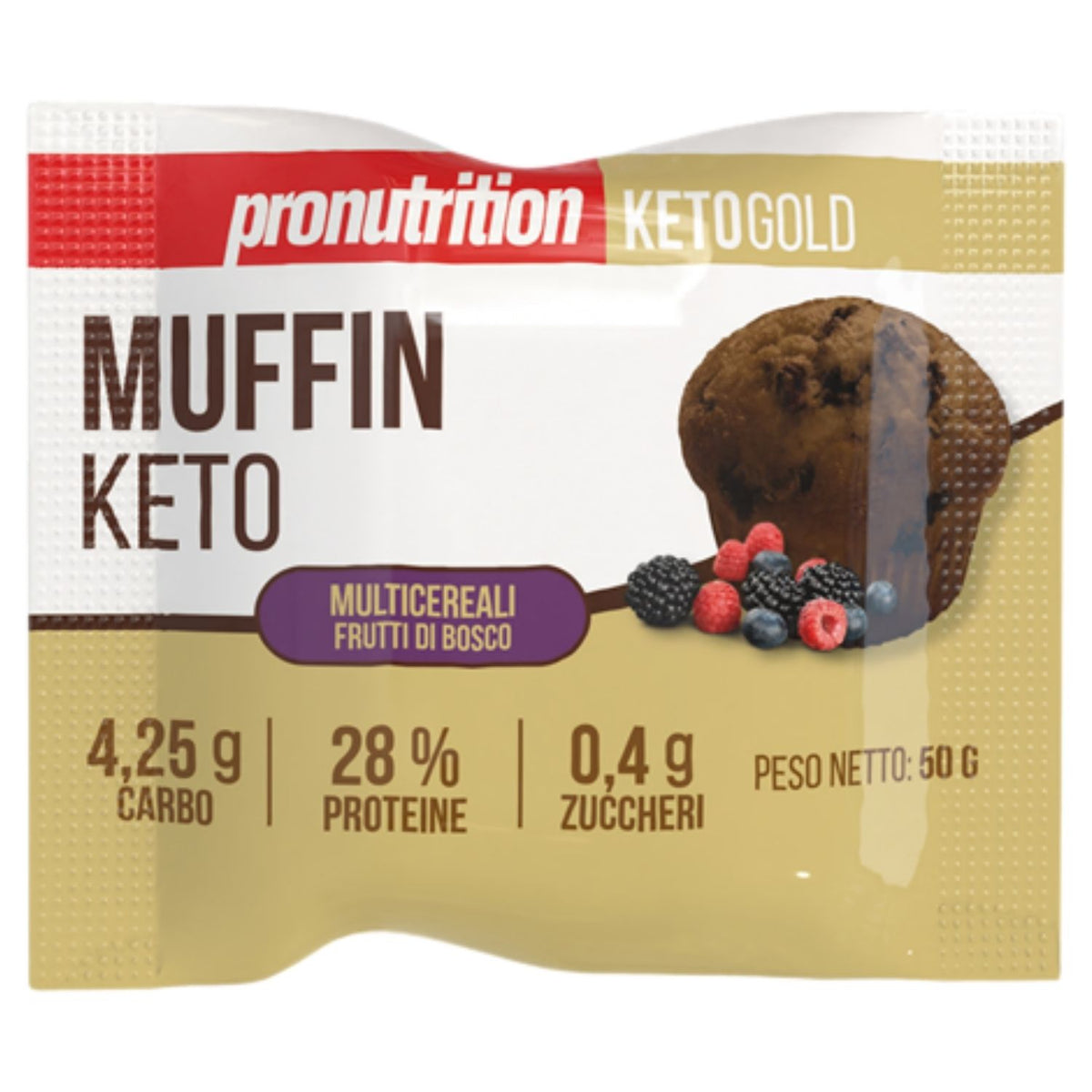 ProNutrition Muffin Keto Multicereali Frutti di Bosco | Snack Proteico Chetogenico | 50 g  