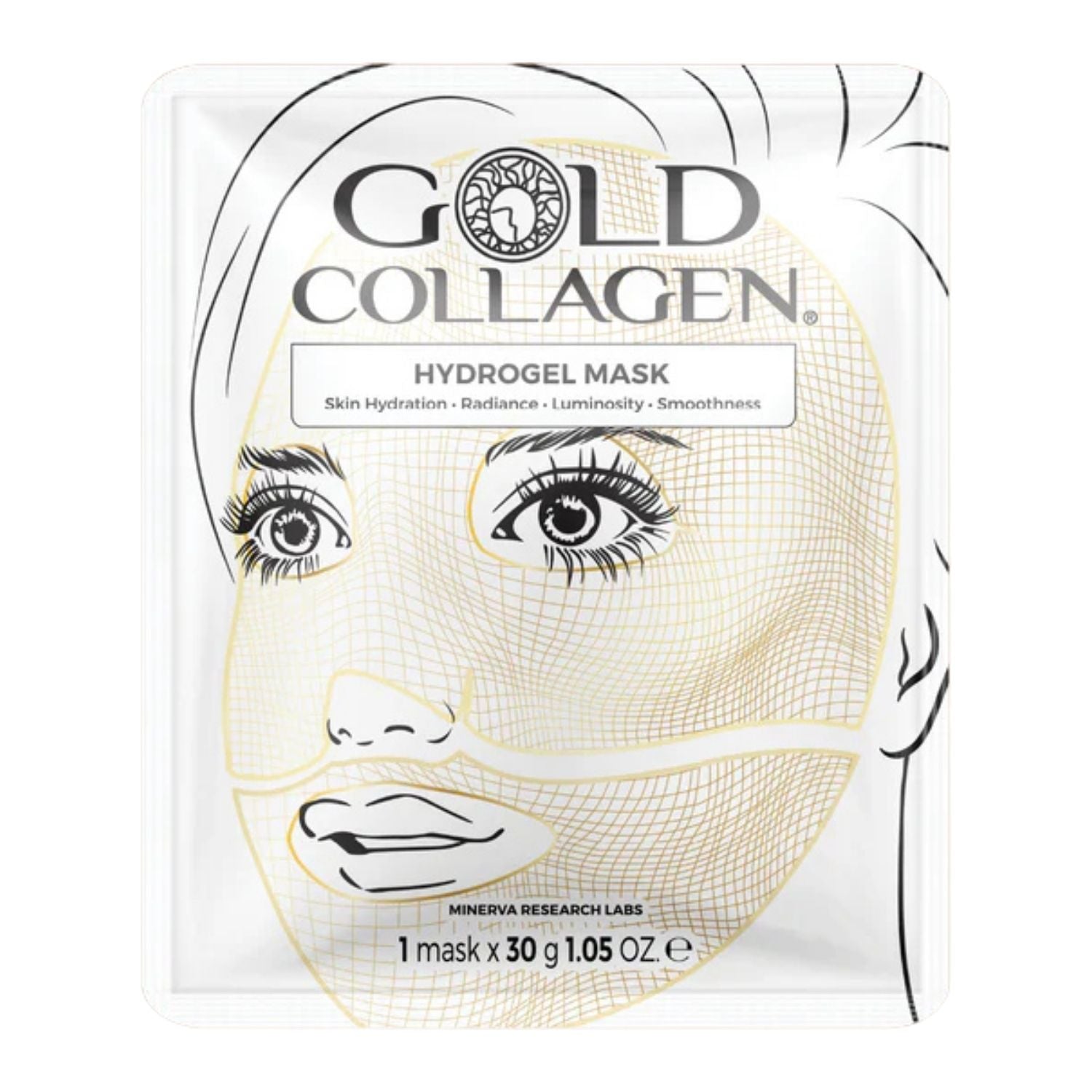 Gold Collagen Hydrogel Mask Set | Maschera Viso Idratante Acido Ialuronico | 1 Pezzo