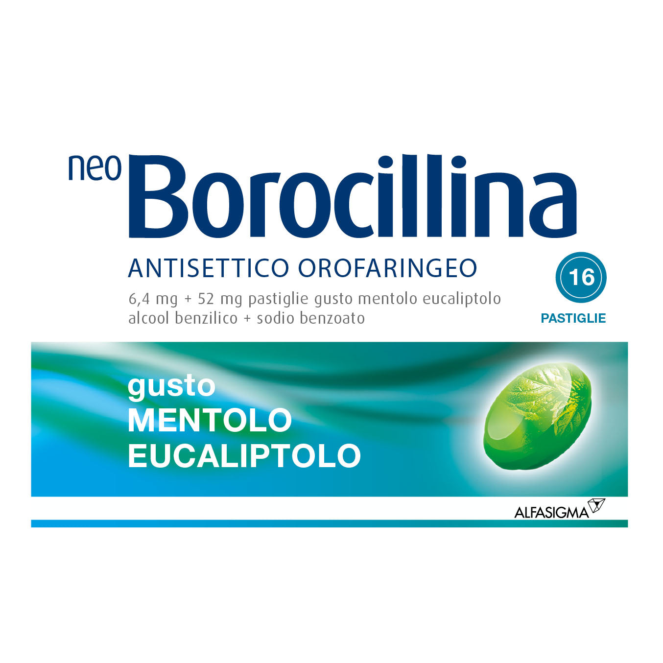 Neoborocillina Antisettico Orofaringeo 16 Pastiglie Mentolo Eucaliptolo