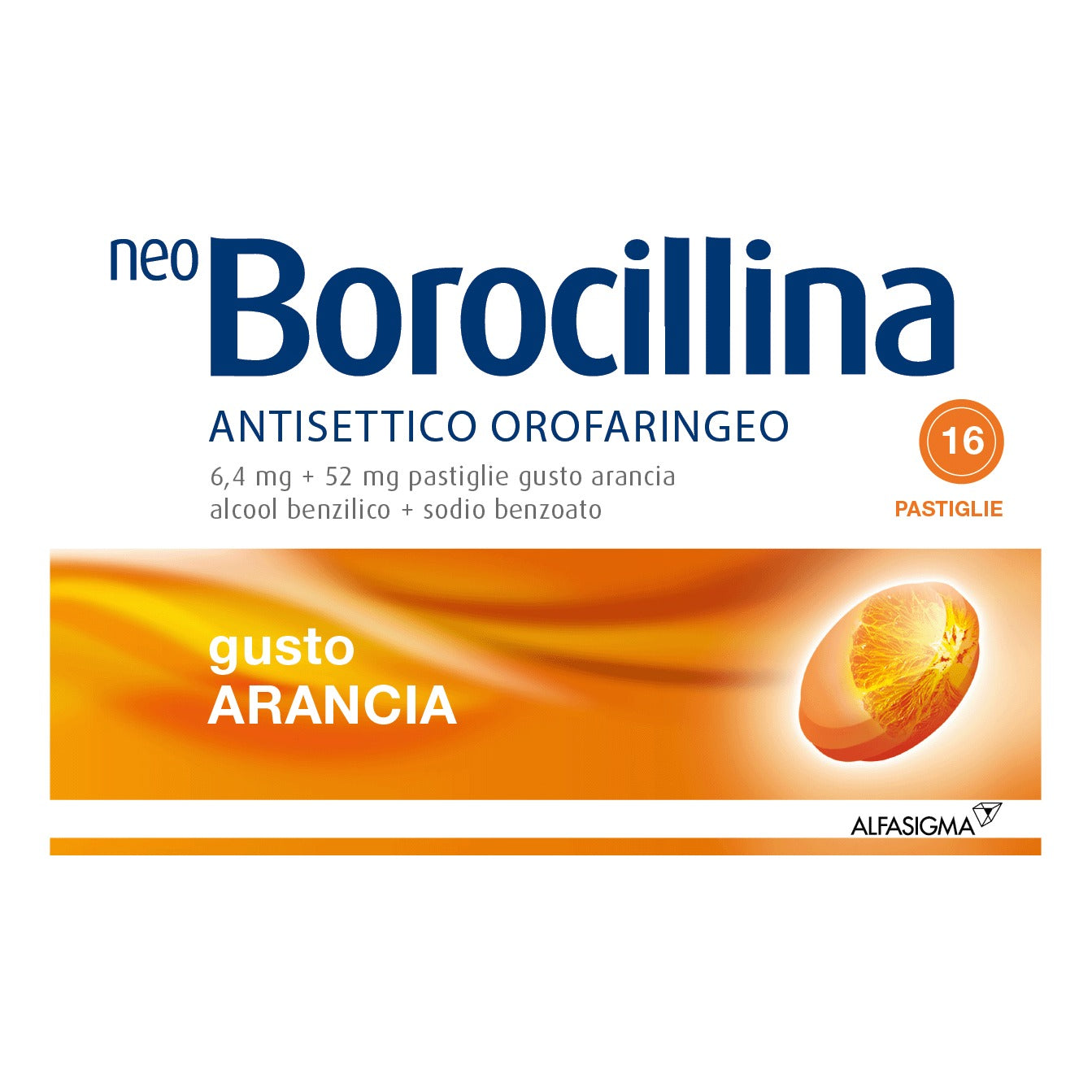 Neoborocillina Antisettico Orofaringeo 16 Pastiglie Arancia