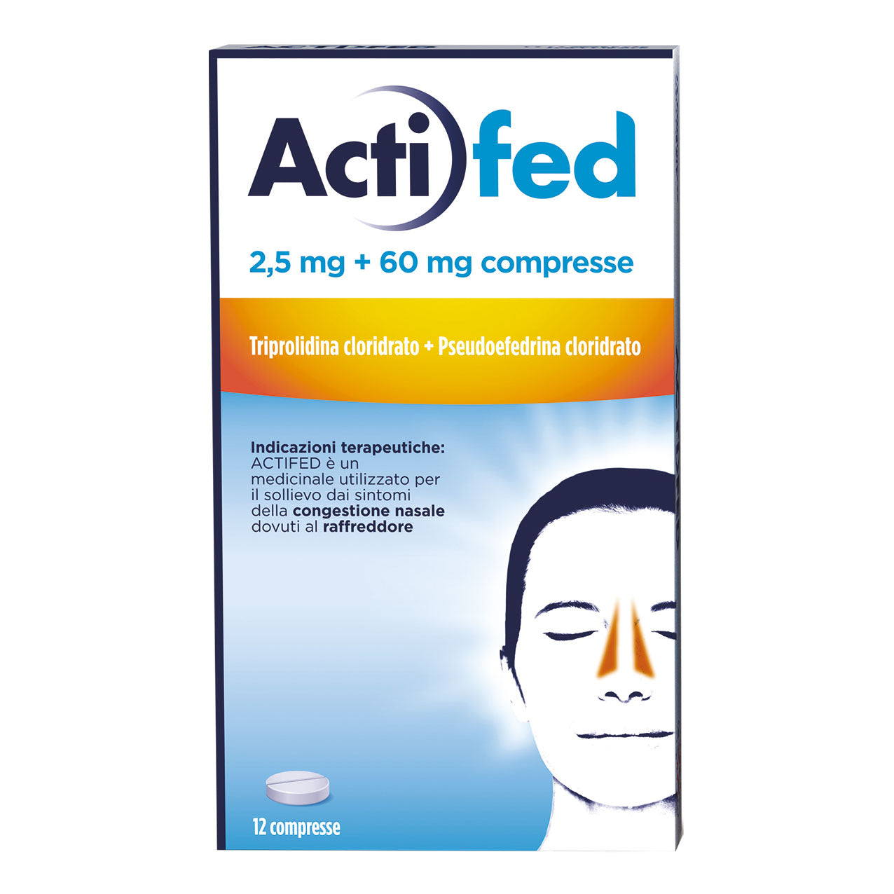 Actifed 2,5 mg 12 Compresse Congestione Nasale e Raffreddore