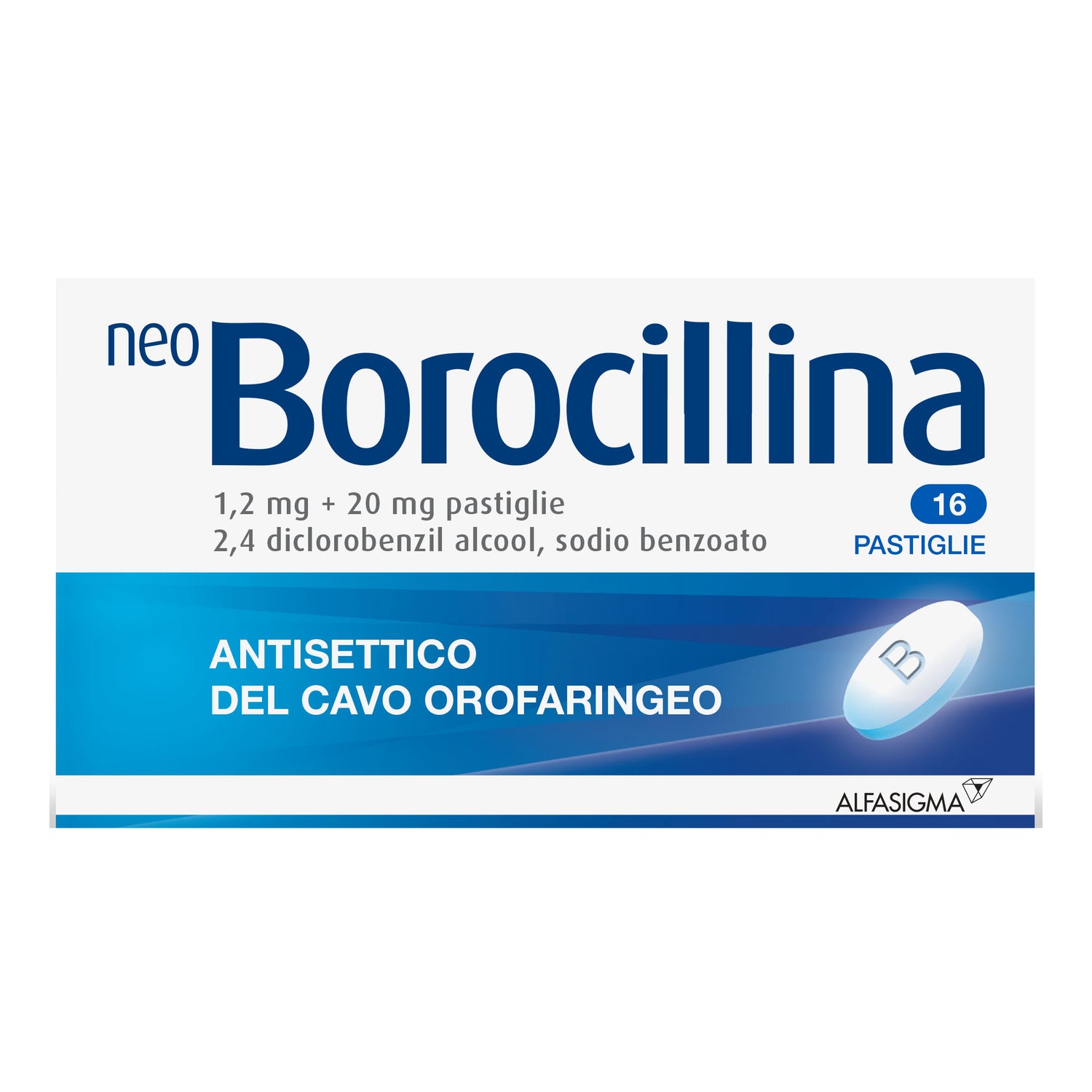 Neoborocillina Antisettico Orofaringeo 16 Pastiglie 1,2 + 20mg