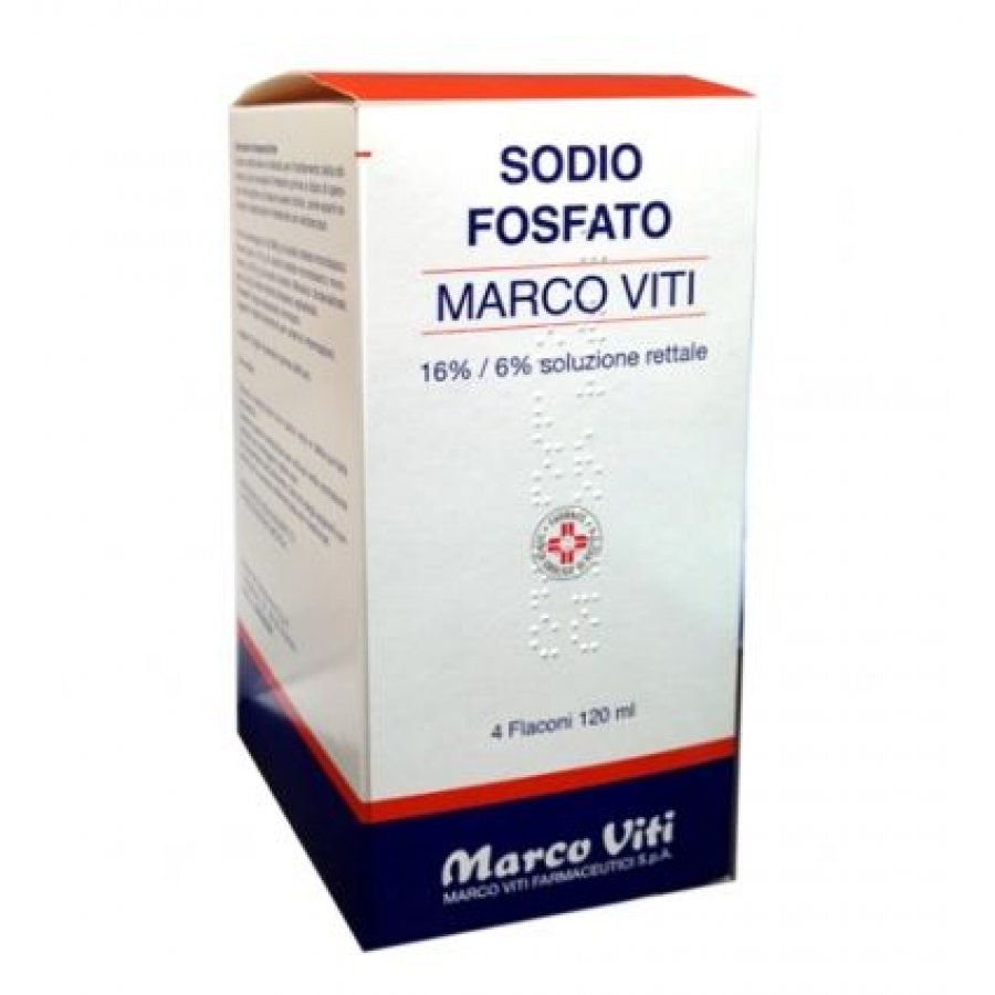 Marco Viti Sodio Fosfato 16%/6% | Clisma Evacuativo Stitichezza | 4x120 ml