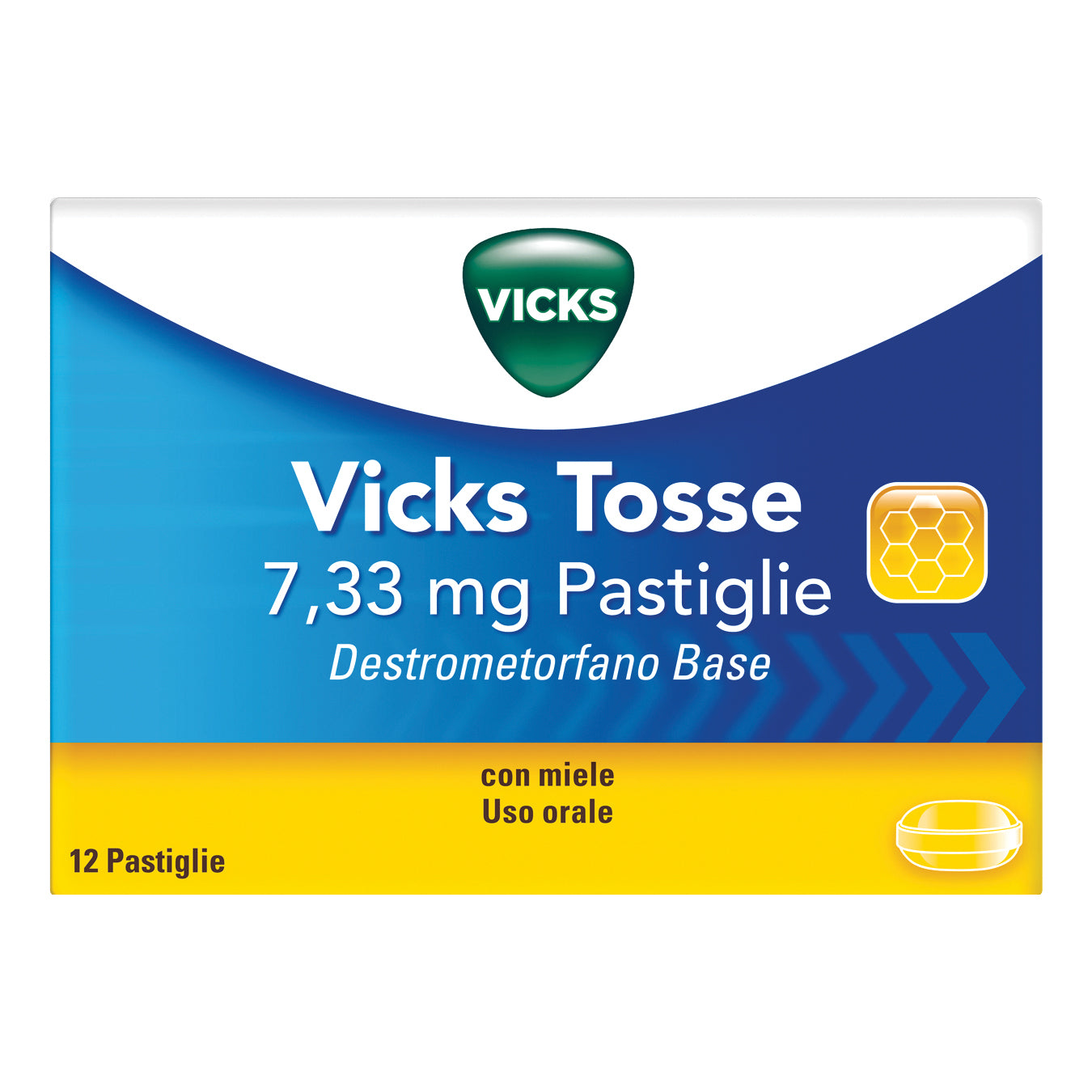 Vicks Tosse 12 Pastiglie 7,33mg Miele