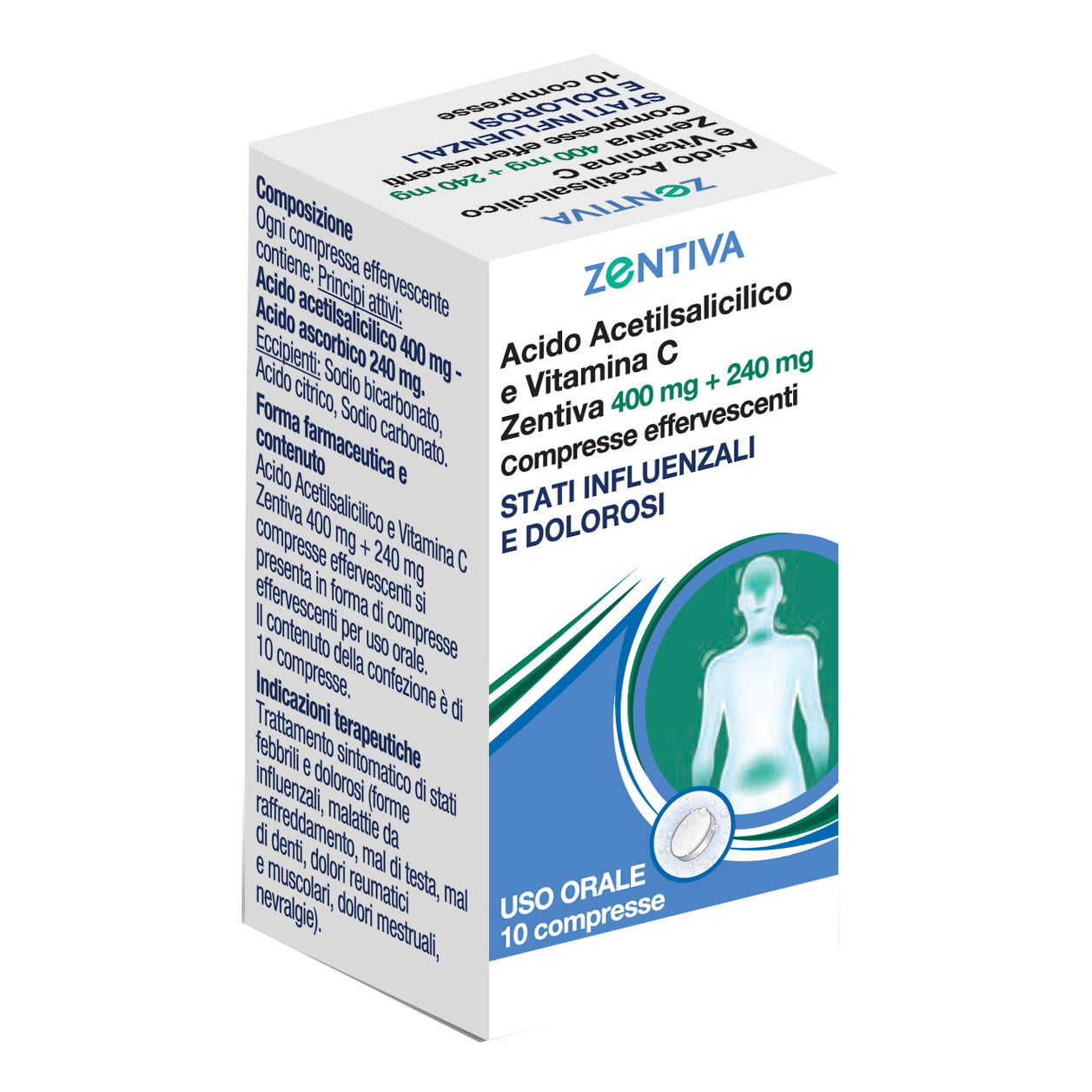 Acido Acetilsalicilico Vitamina C 10 Compresse- Zentiva