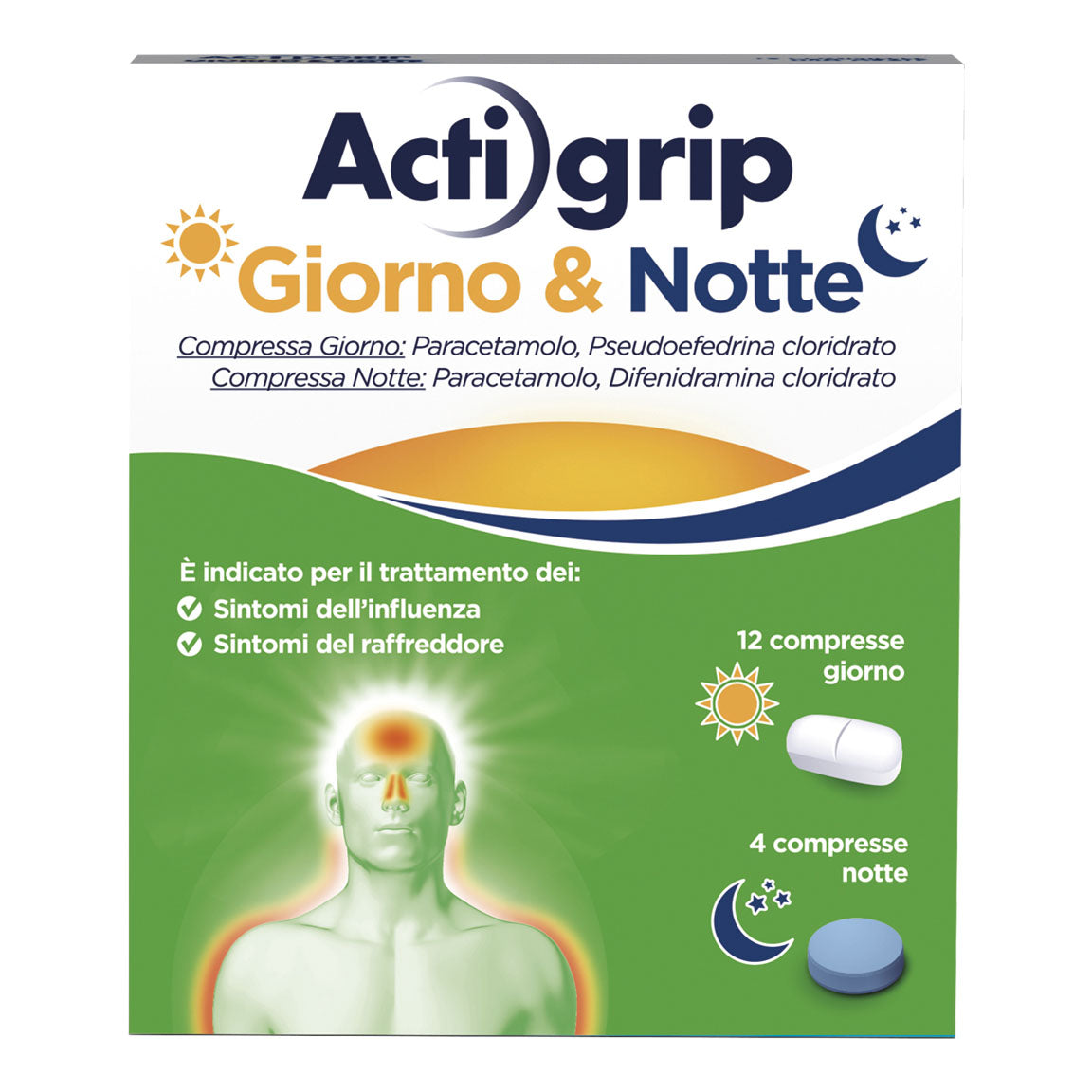 Actigrip Giorno e Notte Compresse per Raffreddore Febbre e Influenza