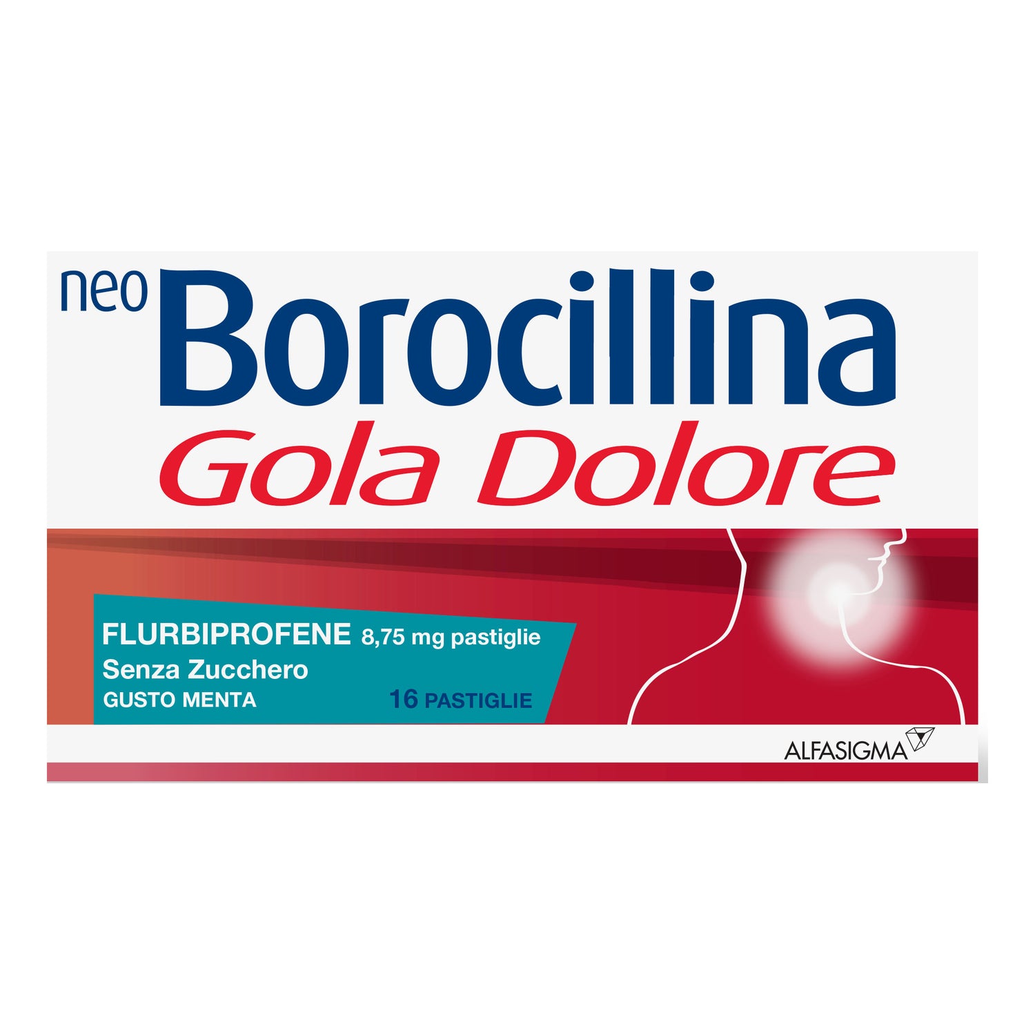Neoborocillina Gola Dolore 16 Pastiglie Menta Senza Zucchero