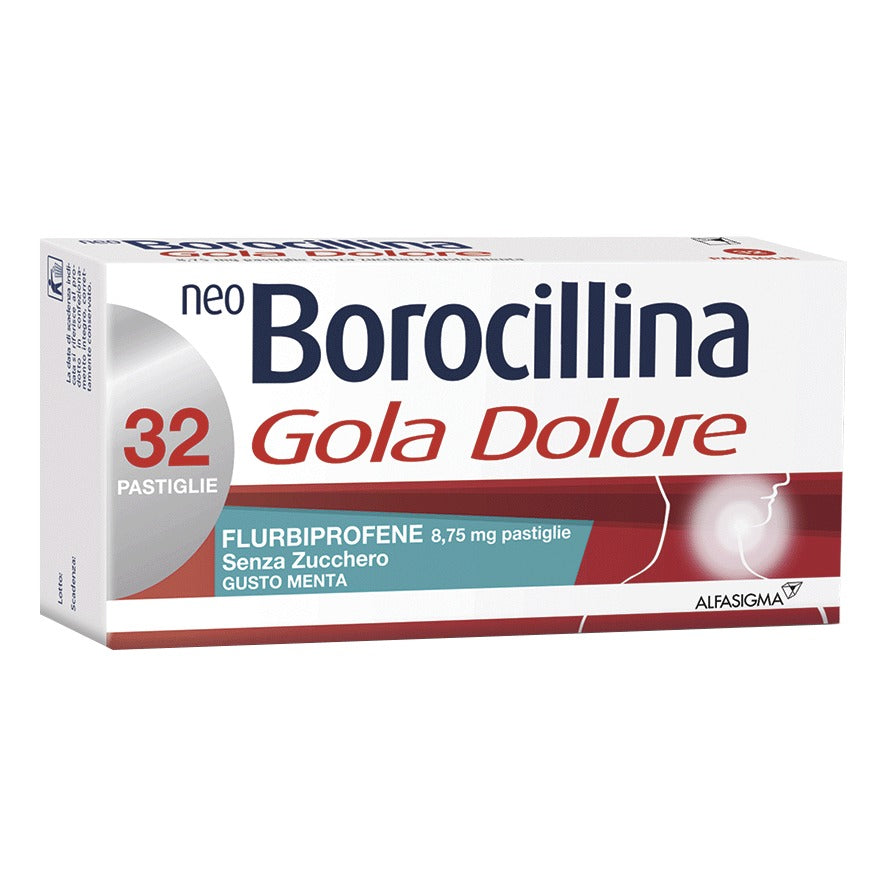 Neoborocillina Gola Dolore 32 Pastiglie Menta Senza Zucchero