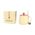 Himalaya Mug Heart Light Yellow | Tazza in Ceramica con Cucchiaino | 450 ml  