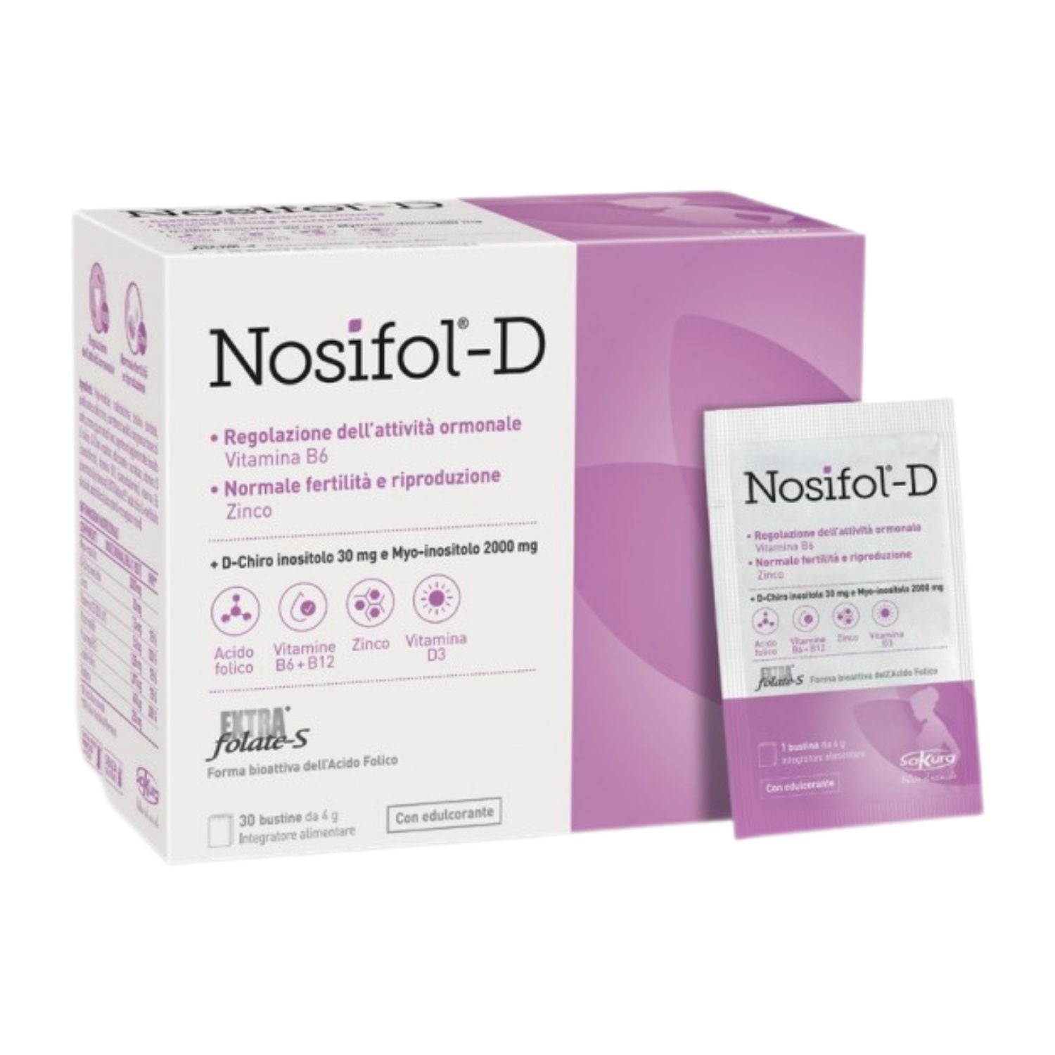 NosiFol-D | Integratore Inositolo Acido Folico Vitamina D | 30 Bustine
