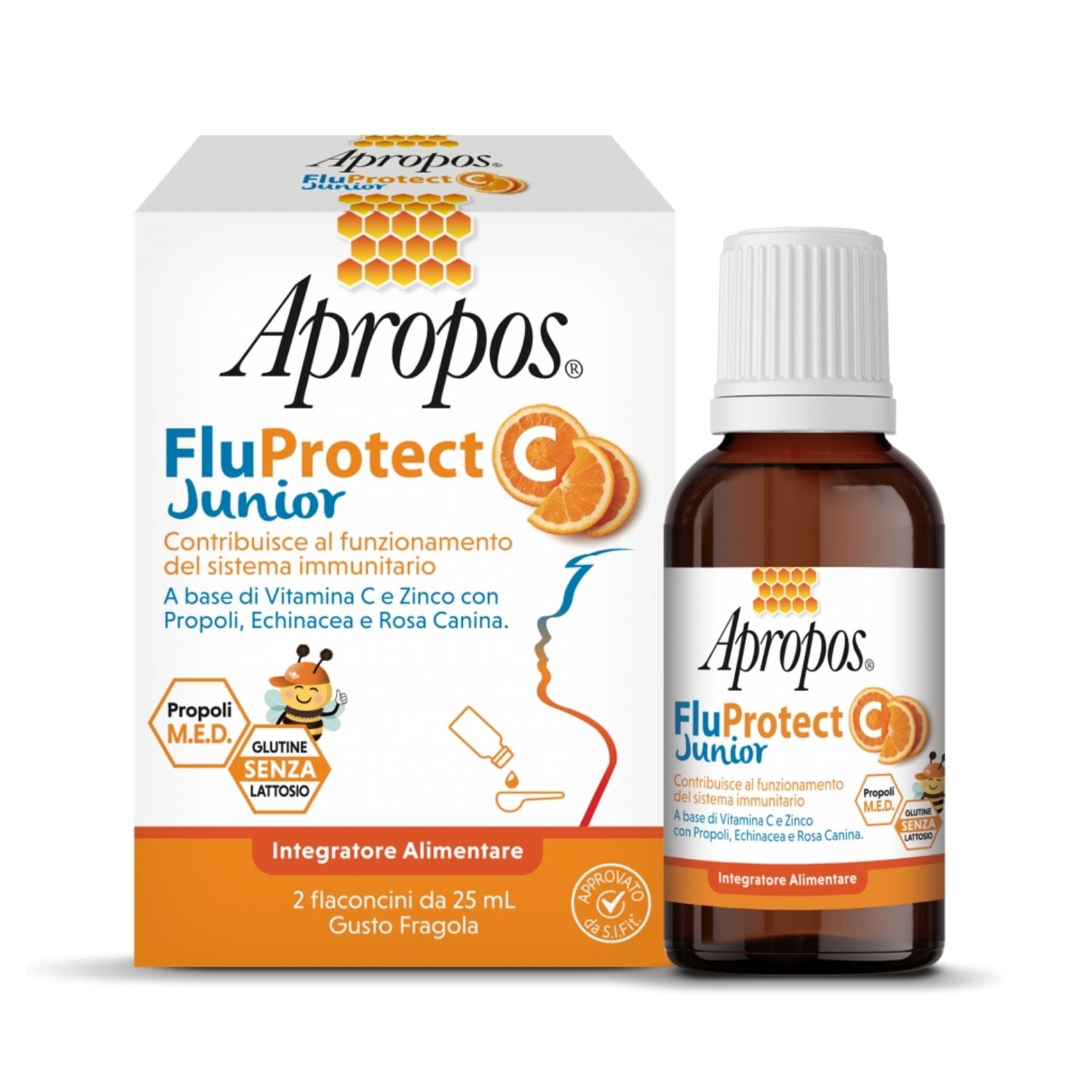 Apropos C FluProtect Junior | Integratore Sistema Immunitario Bambini | 2 Flaconcini 25ml
