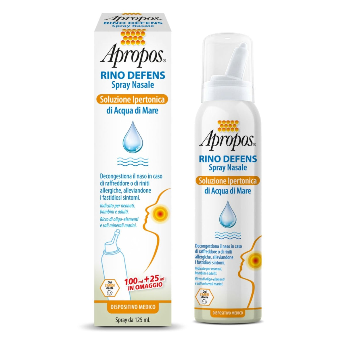 Apropos Rino Defens | Spray Nasale Soluzione Ipertonica Acqua di Mare | 125ml  