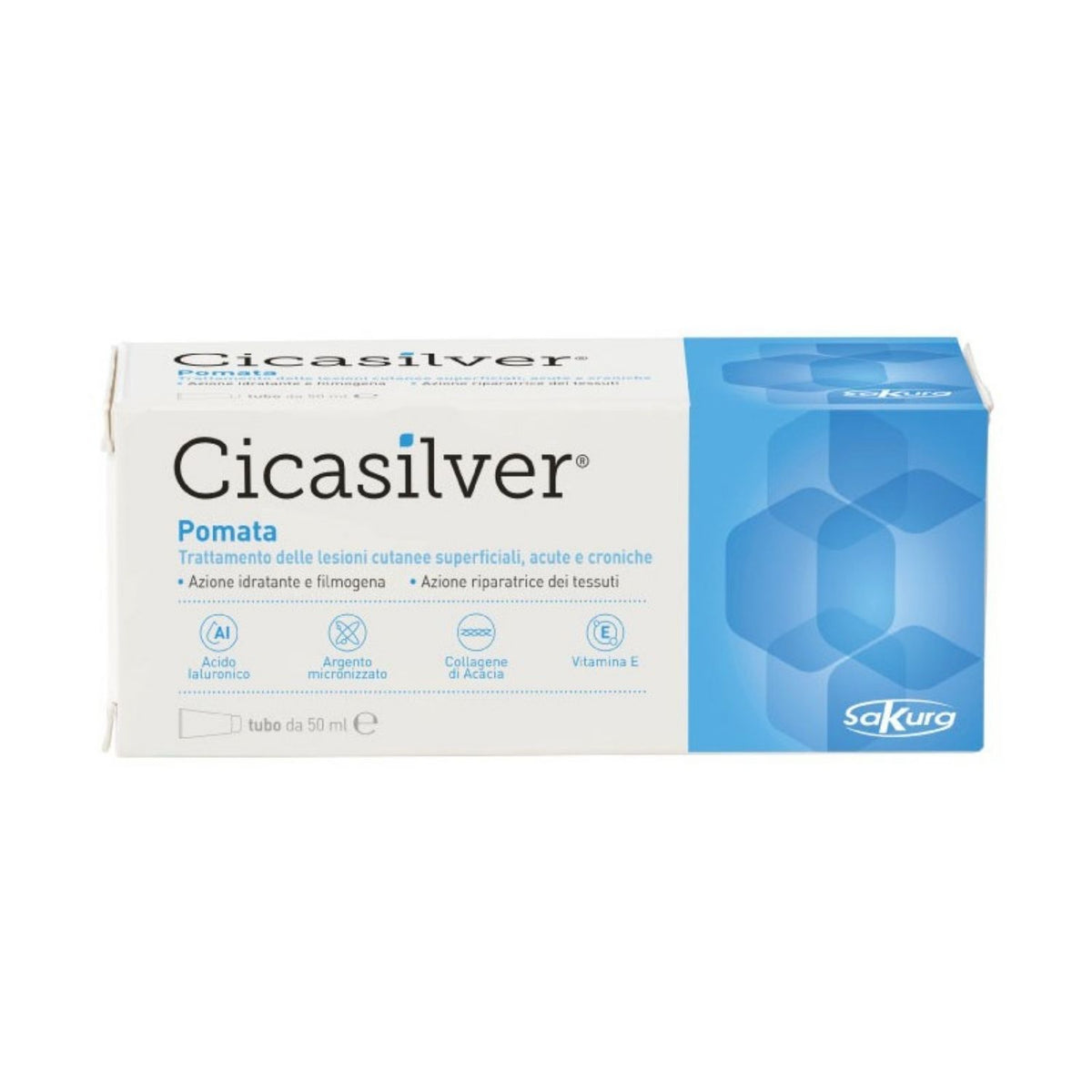 Cicasilver Pomata | Riparazione Lesioni Cutanee Acido Ialuronico Argento | 50ml  
