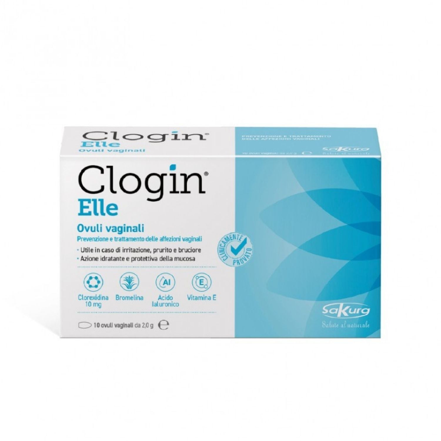 Clogin Elle | Ovuli Vaginali Clorexidina Acido Ialuronico | 10 Ovuli