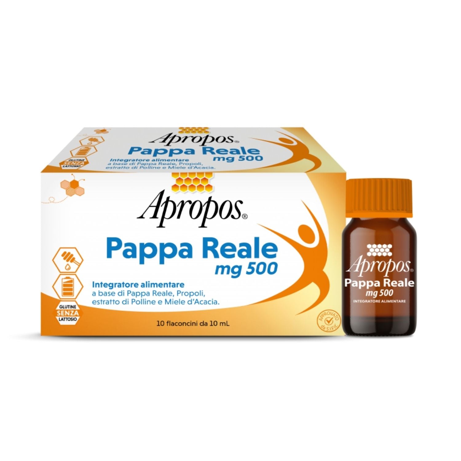 Apropos Pappa Reale 500 mg | Integratore Energia con Polline e Propoli | 10 Flaconcini