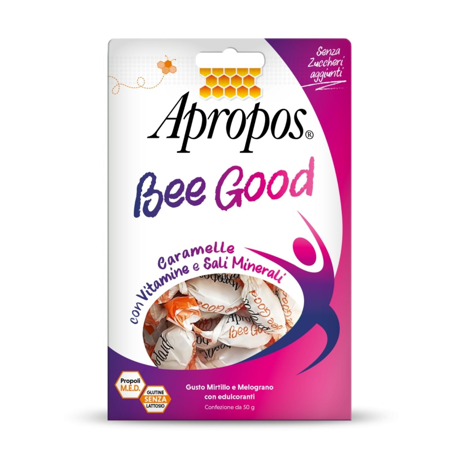 Apropos Bee Good | Caramelle Multivitaminiche Mirtillo Melograno con Propoli | 50g
