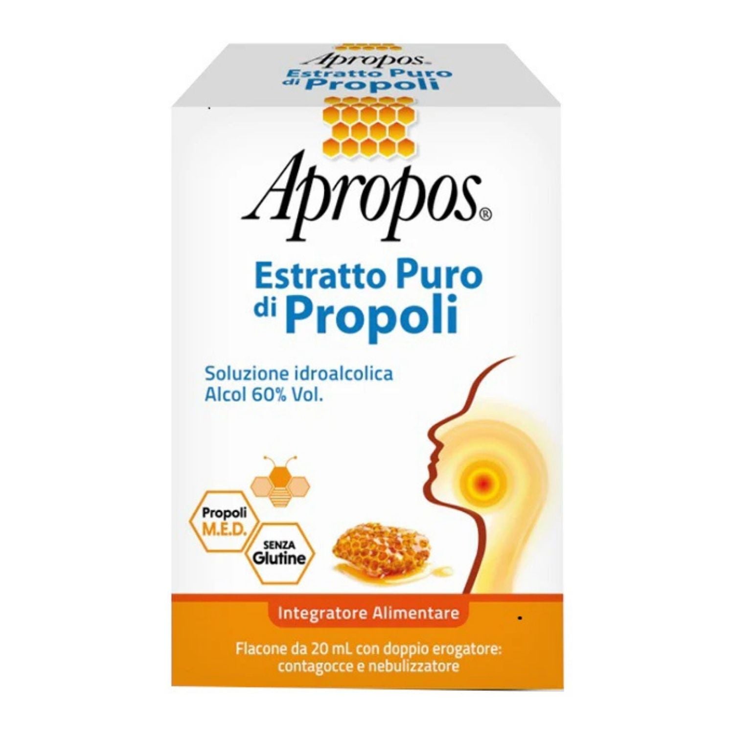 Apropos Estratto Puro Propoli | Integratore Doppio Erogatore Spray e Contagocce | 20ml