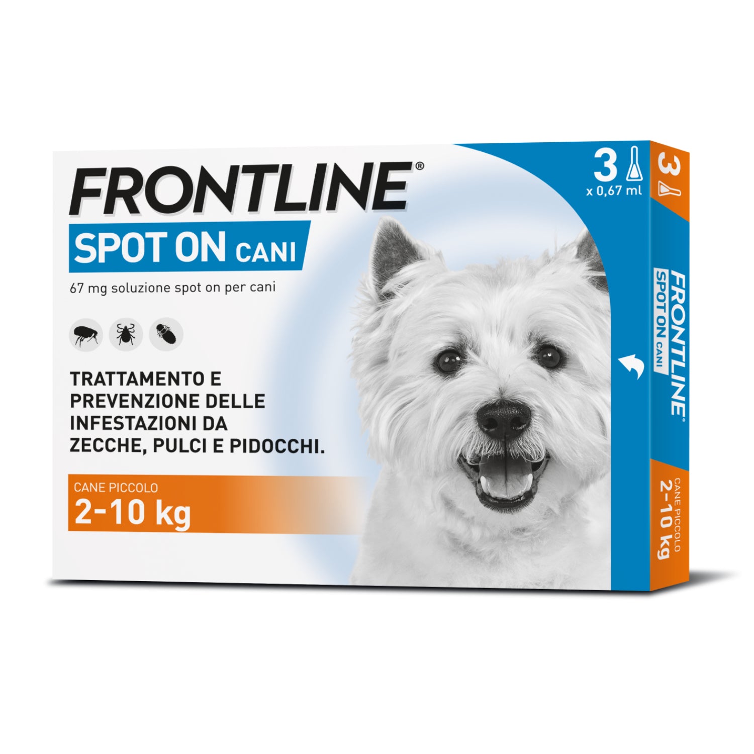 Frontline Spot On Cani | Antiparassitario 2-10 kg | 3 Pipette