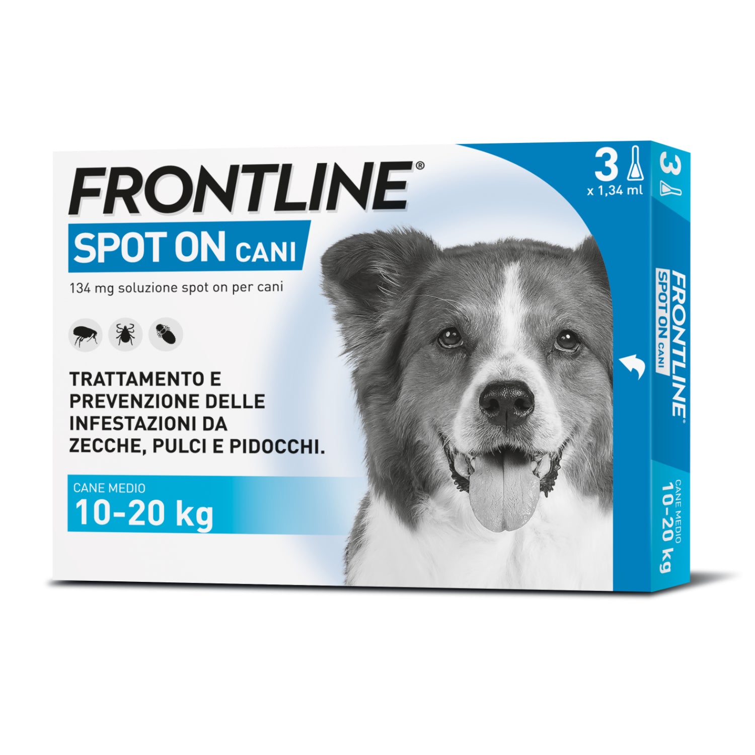 Frontline Spot On Cani | Antiparassitario 10-20 kg | 3 Pipette