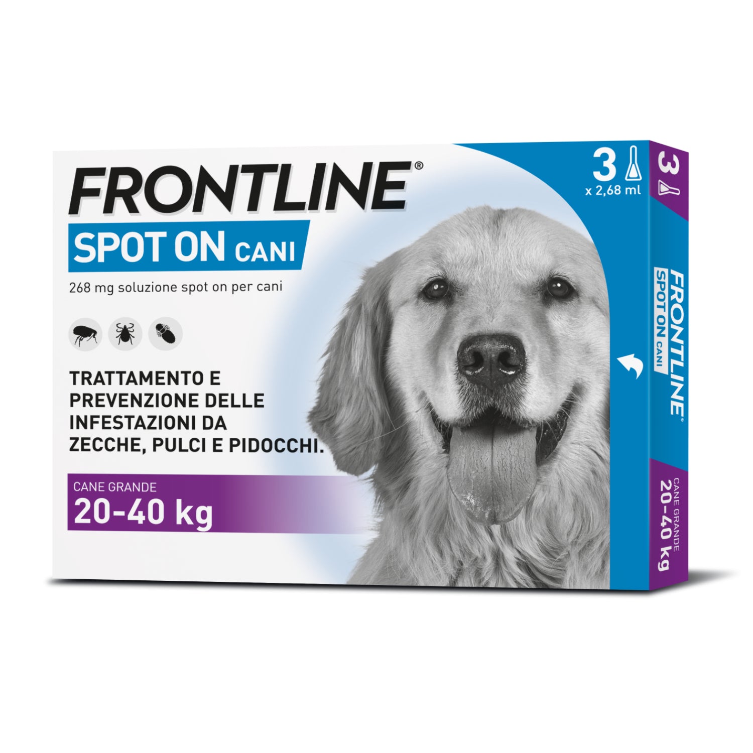 Frontline® Spot On Cani | Antiparassitario Pipette 20-40 kg | 3 Pipette
