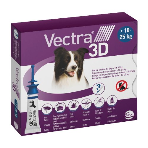 Vectra 3D | Pulci E Zecche E Zanzare | 3 Pipette 10-25kg Blu