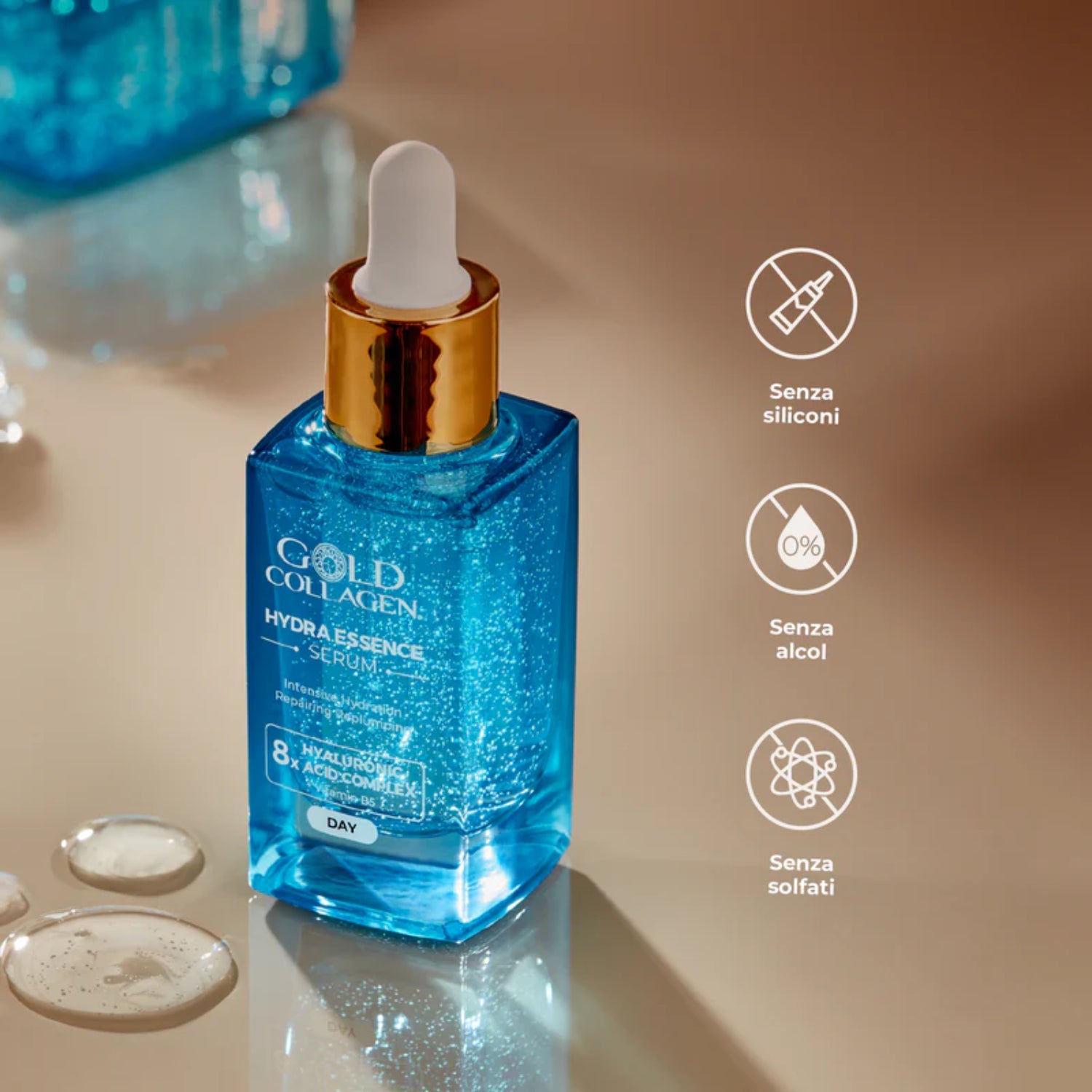 Gold Collagen Hydra Essence Serum | Siero Viso Acido Ialuronico Idratante | 1 Pezzo