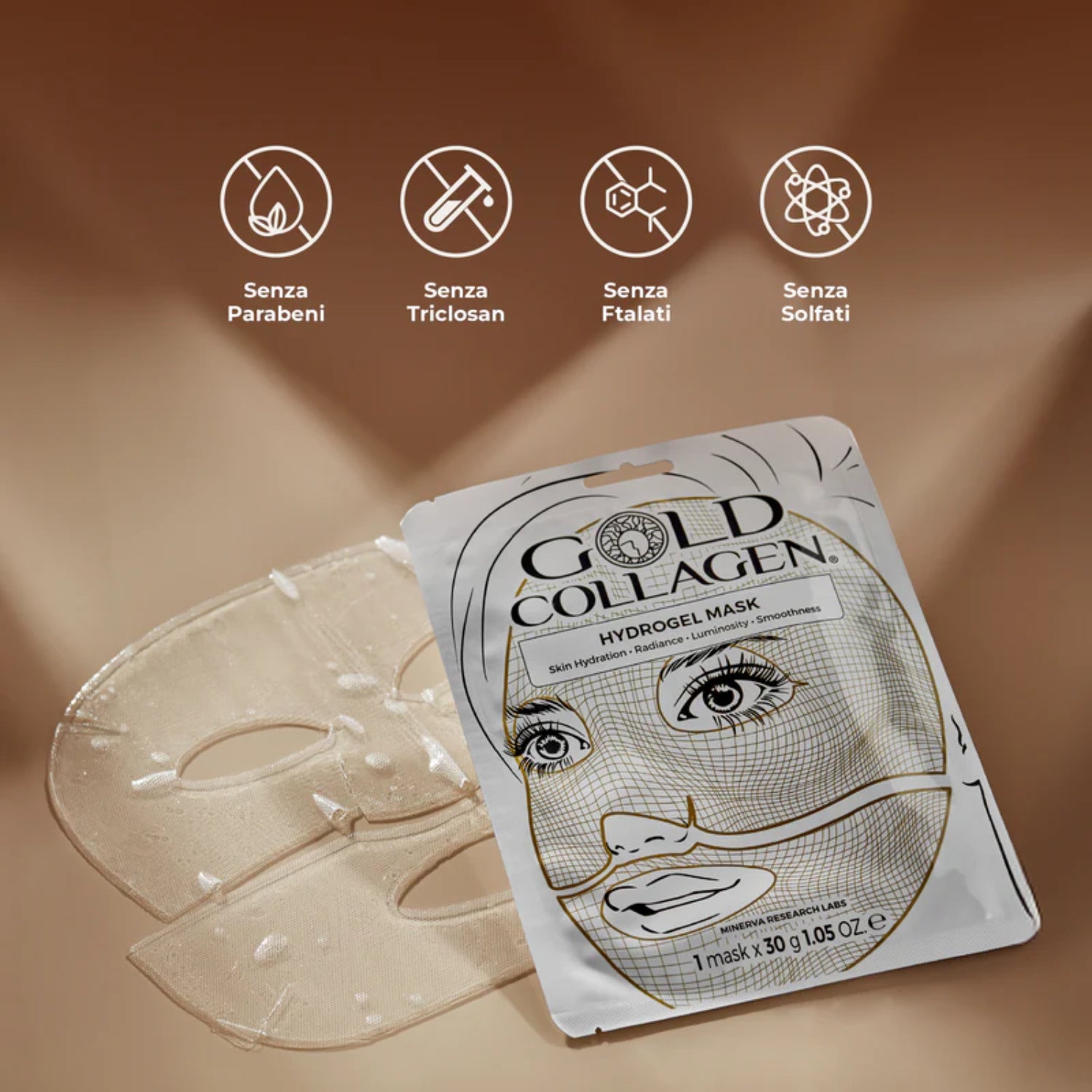 Gold Collagen Hydrogel Mask Set | Maschera Viso Idratante Acido Ialuronico | 1 Pezzo 3