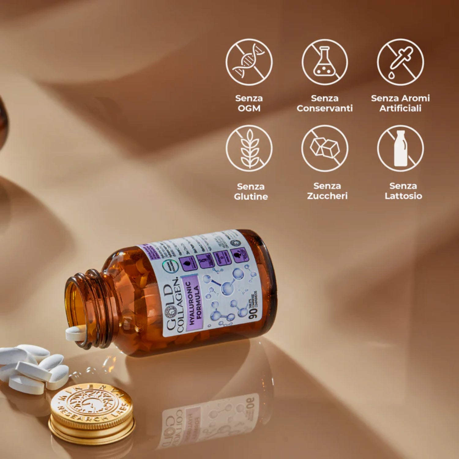 Gold Collagen Hyaluronic Formula | Integratore Acido Ialuronico Idratazione | 30 Compresse 5