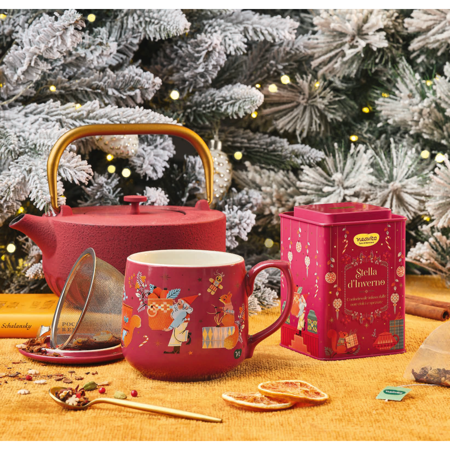 Neavita Infuso Stella D’Inverno Square Tin Rosso Scatola 12 Filtroscrigno