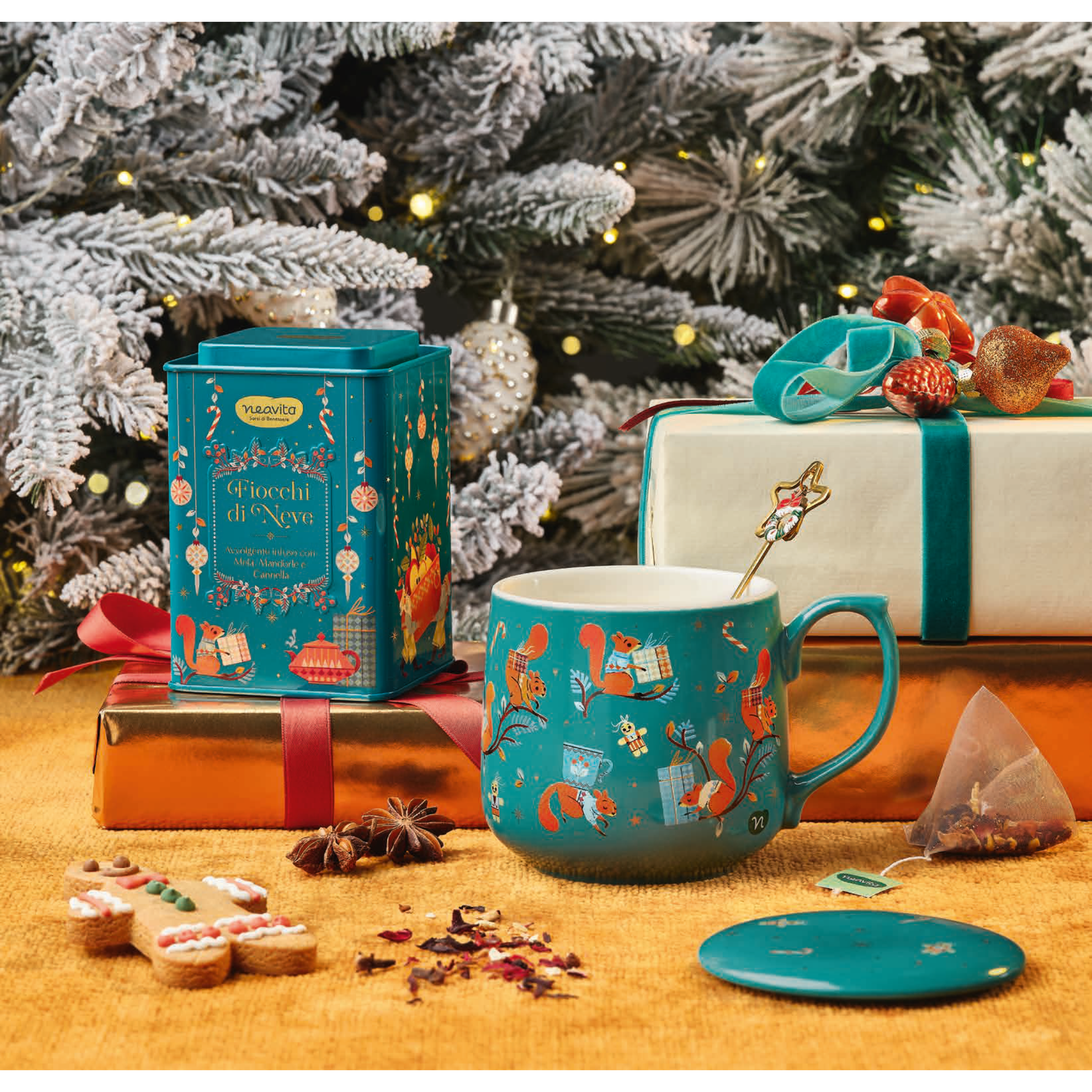Neavita Infusi E Tisane Fiocchi Di Neve In Square Tin Verde Natale 12 Filtroscrigno 2