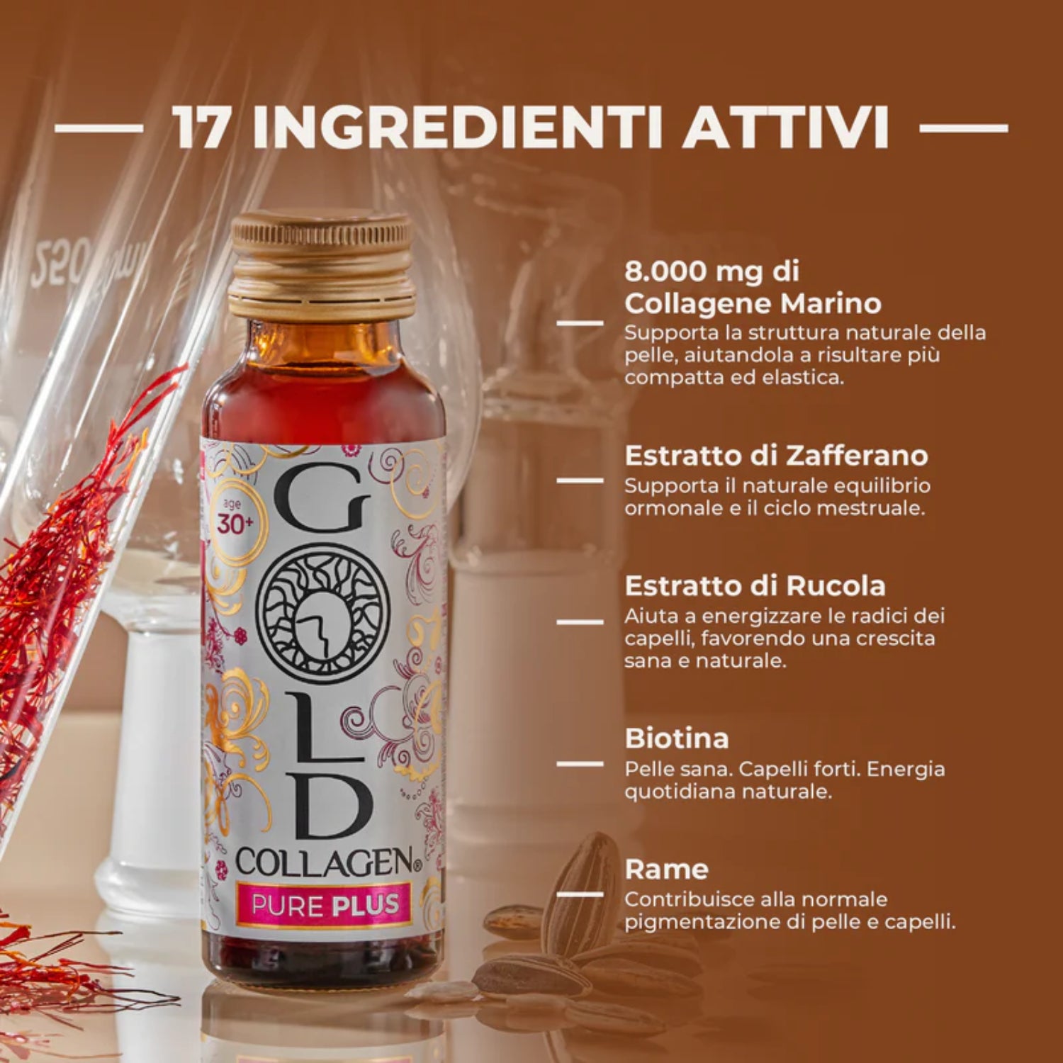 Gold Collagen Pure Plus | Integratore Collagene Pelle Capelli | 10 Flaconi 4