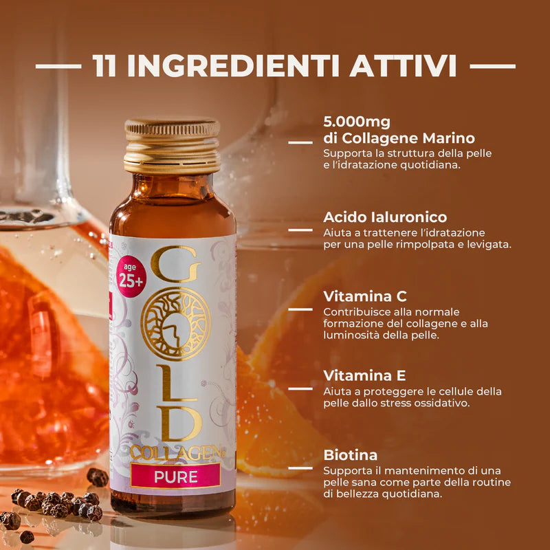 Gold Collagen Pure | Integratore Collagene Idratazione Pelle | 10 Flaconi 4