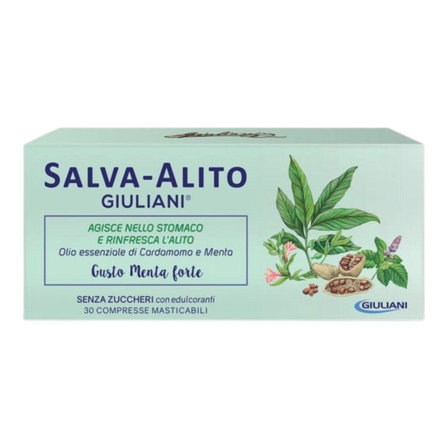 Salva-Alito Giuliani Menta Forte compresse masticabili senza zuccheri cardamomo menta 30 Compresse