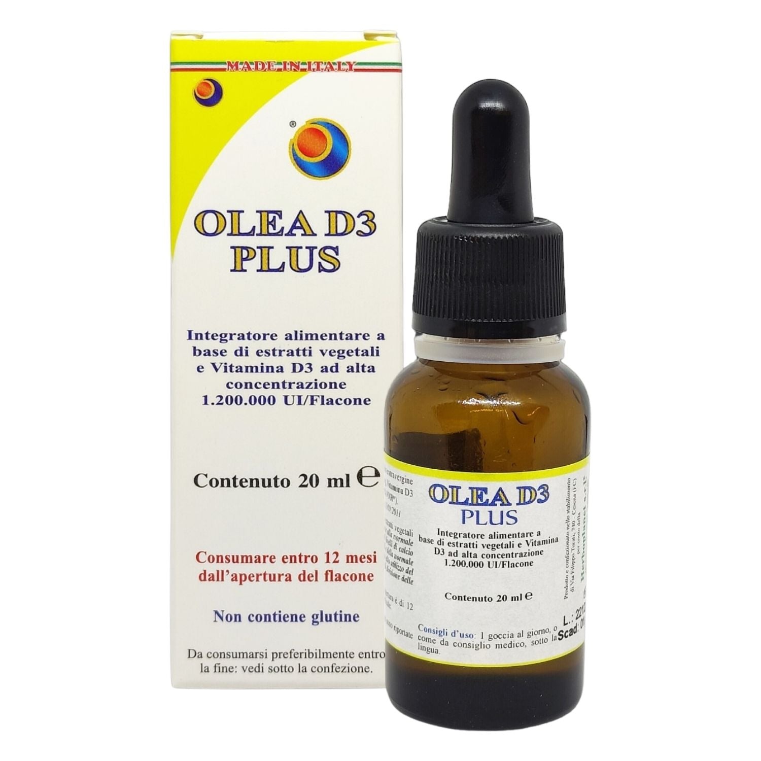 Olea D3 Plus | Vitamina D3 2000 UI Gocce Sublinguali | 20 ml