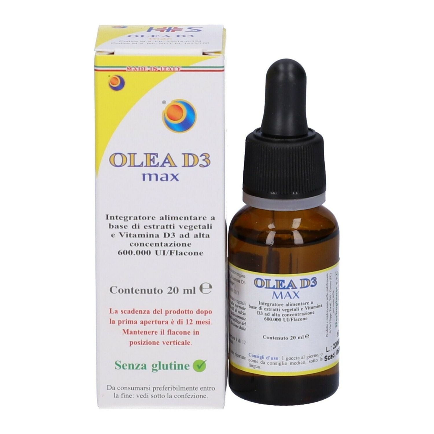 Olea D3 Max | Vitamina D3 1000 UI Gocce Sublinguali | 20 ml
