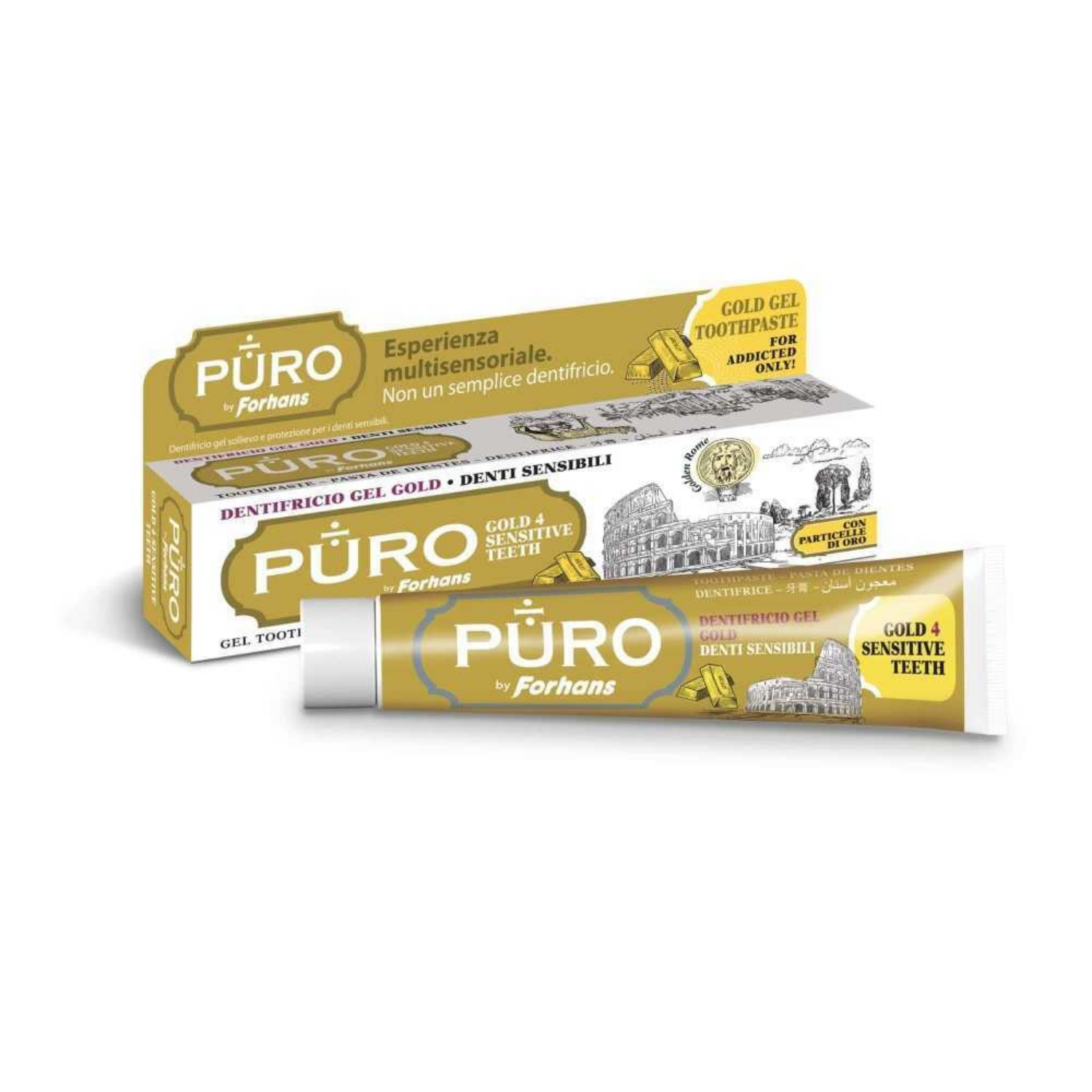 Forhans Puro | Dentifricio Gel Oro e Mica Gold4White | 75 ml
